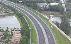 Aerial view of a multi-lane highway